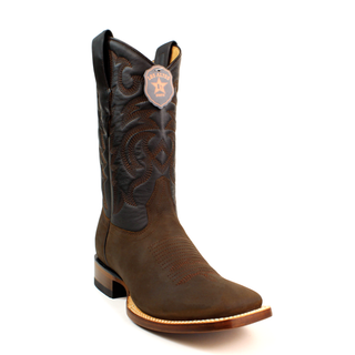 El General men’s brown crazy Wide  square toe western boot right view