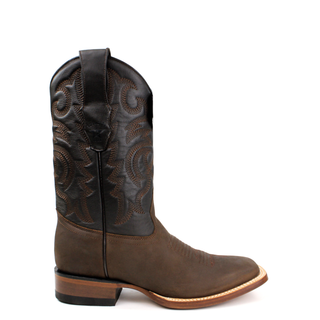 El General men’s brown crazy Wide  square toe western boots right view