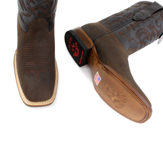 Los Altos Crazy Brown Rodeo Square Toe Cowboy Boot