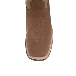 Los Altos Men’s Western Nubuck Boot in Shedron top toe cap view