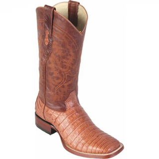 Los Altos Caiman Belly Square Toe Cowboy Boot - Cognac
