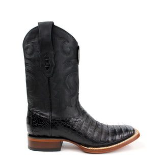El General men’s black caiman belly square toe western boot right view