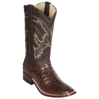 Los Altos Caiman Belly Square Toe Cowboy Boot - Brown