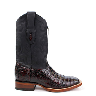 El General men’s black cherry caiman square toe western boot right view