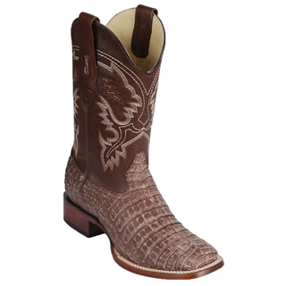 Los Altos Sahara Rustic Sahara Brown Caiman Belly Wide Square Toe Boots 