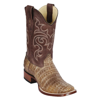 Los Altos Sahara Rustic Sahara Stone Caiman Belly Wide Square Toe Boots