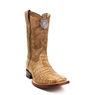 Los Altos men's amber caiman belly square toe western boot front view