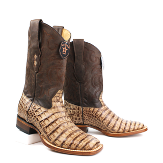 El General men’s Moka Caiman Belly square toe western boots staggered view