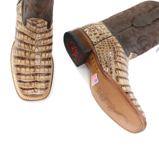 El General men’s Moka Caiman Belly square toe western boots top view