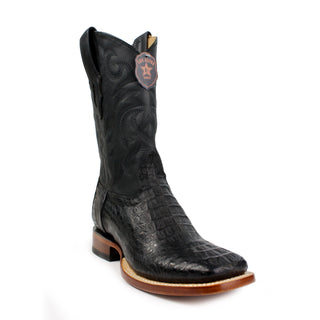 Los Altos men's black caiman belly square toe western boot right view
