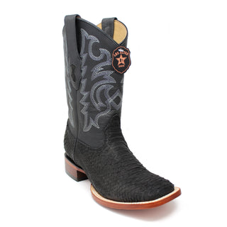 Angle view of Los Altos men’s black genuine python cowboy boot