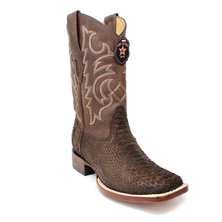 Angle view of Los Altos men’s brown genuine python cowboy boot
