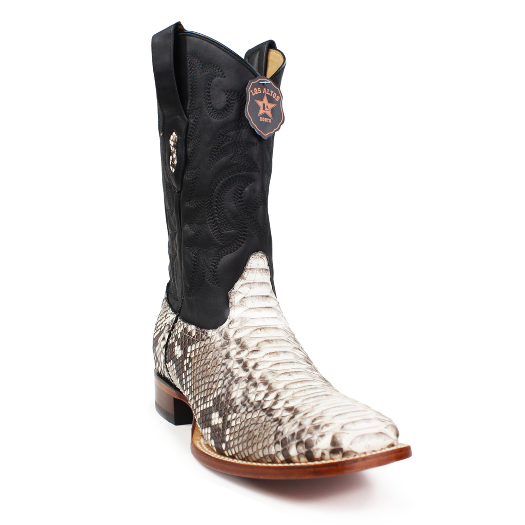 Los Altos Python Nubuck Natural Wide Square Rodeo Toe Boots – MexWest