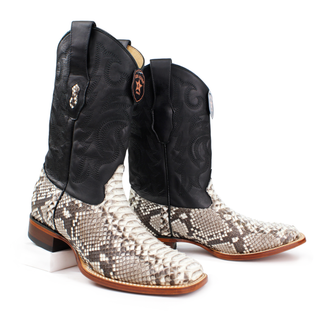 Pair Los Altos men's natural python square toe western boot Staggered view