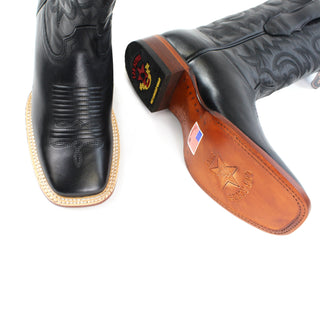 El General men’s black grisly Extra Wide  square toe western boots top view