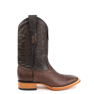 Los Altos Smooth Ostrich Brown Wide Square Rodeo Toe Boot right angle