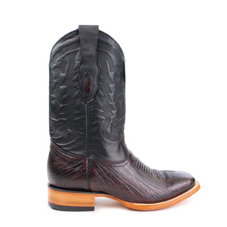 Los Altos Smooth Ostrich Black Cherry Wide Square Rodeo Toe Boots right angle
