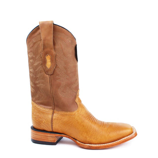 Los Altos Smooth Ostrich Amber Wide Square Rodeo Toe Boots right angle