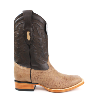 Los Altos Smooth Ostrich Moka Wide Square Rodeo Toe Boots right angle