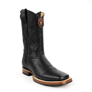 Los Altos black bull shoulder cowboy boots with square toe – men’s Western leather boots