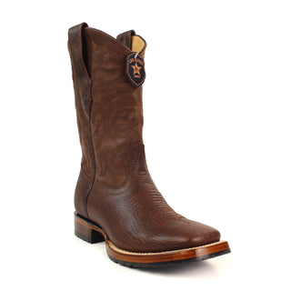 Los Altos men’s Walnut square toe Western leather cowboy boot with stitched shaft and double-stitched welt