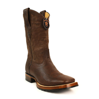 Los Altos men’s Walnut square toe Western leather cowboy boot with stitched shaft and double-stitched welt