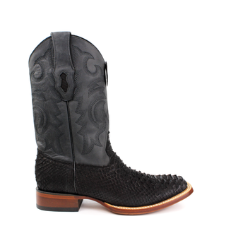 El General men’s black python square toe western boot right View