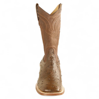 Los Altos Ostrich Square Toe Zippered Cowboy Boot - Brown