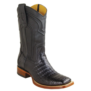 Los Altos Caiman Belly Square Toe Zippered Cowboy Boot - Black