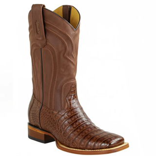 Los Altos Caiman Belly Square Toe Zippered Cowboy Boot - Brown