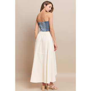 Linen Wrap Maxi Skirt - Cream