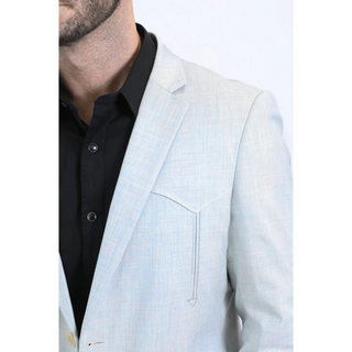 Platini Men's Double Button Western Blazer - White