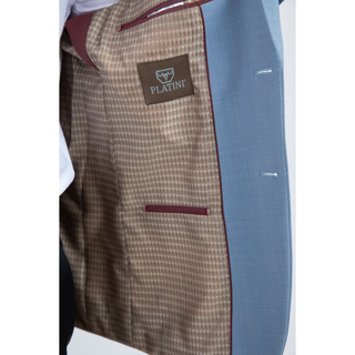 Platini Men's Double Button Western Blazer - Light Blue
