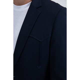 Platini Men's Double Button Western Blazer - Navy