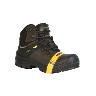 brown and black ork boot with laces