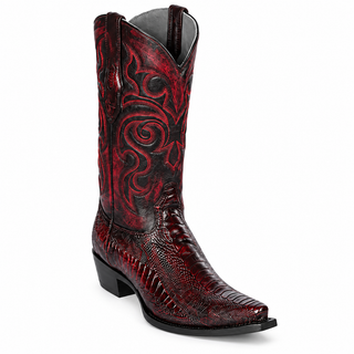Los Altos Ostrich Leg Snip Toe Cowboy Boots- Black Cherry