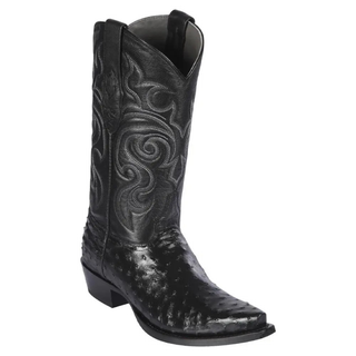 Los Altos Snip Toe Ostrich Boot - Black