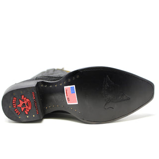 Bottom sole view of Los Altos Single Stone Stingray Boot showing leather sole and stingray embossing.