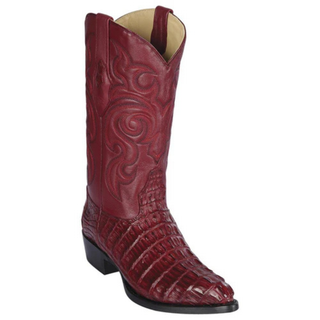Los Altos Caiman Tail J Toe Cowboy Boot - Burgundy