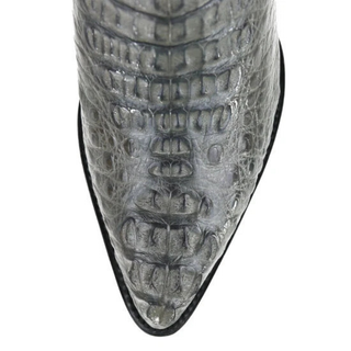Los Altos men’s gray caiman hornback J-toe western boot toe box view