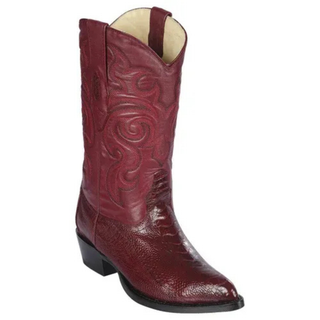 Los Altos Ostrich Leg J Toe Cowboy Boot - Burgundy