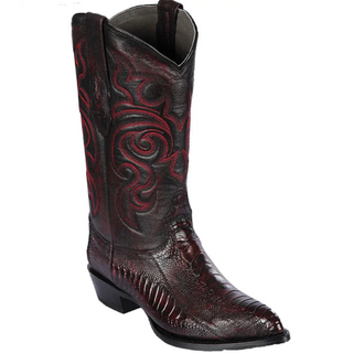 Los Altos Ostrich Leg J Toe Cowboy Boot - Black Cherry