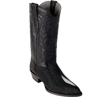 Los Altos Stingray J Toe Cowboy Boot - Black Single Stone