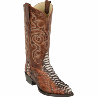 Los Altos Python J Toe Cowboy Boot - Rustic Cognac