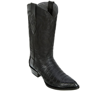 Los Altos men’s black caiman belly J-toe western boot front view