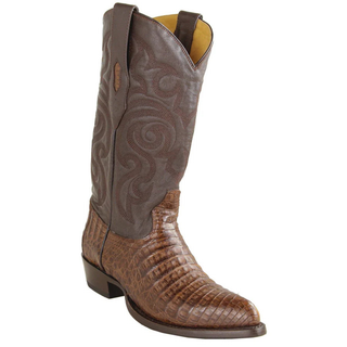 Los Altos men’s Brown caiman belly J-toe western boot front view