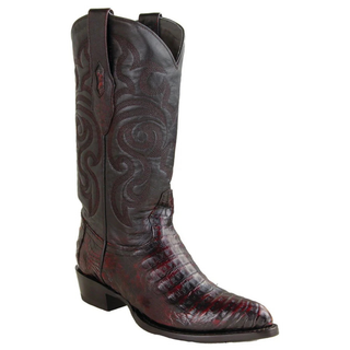 Los Altos men’s black cherry caiman belly J-toe western boot front view