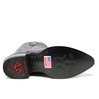 Bottom view of the Los Altos Goat J Toe Cowboy Boot in black showing the leather outsole, stitching, and Los Altos branding.
