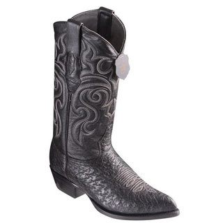 Los Altos Smooth Ostrich J Toe Cowboy Boot - Black