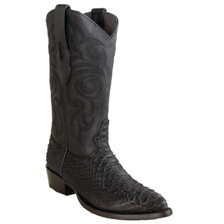 Los Altos Python J Toe Cowboy Boot - Nubuck Black